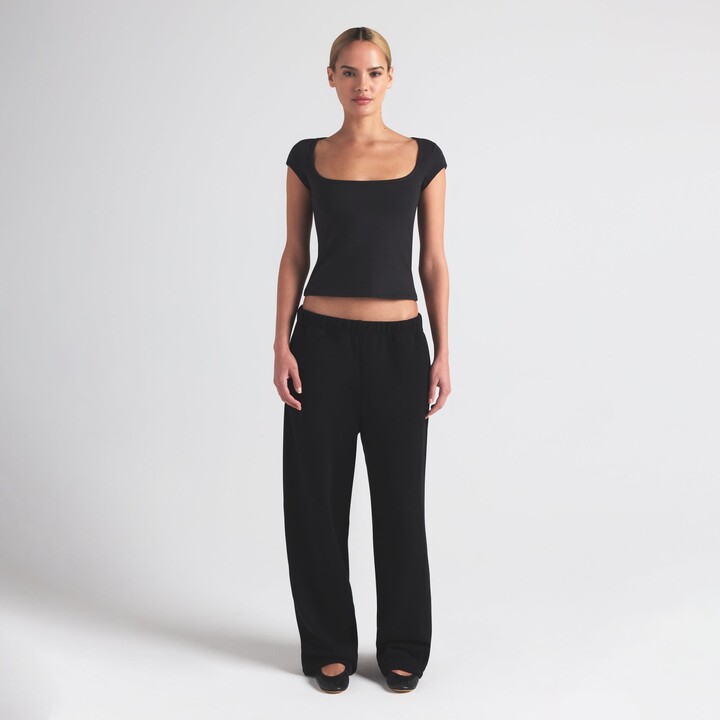 SKIMS Cotton Jersey Scoop Neck T-Shirt | Soot