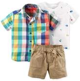Thumbnail for your product : Carter's 3-Pc. Plaid Shirt, T-Shirt & Shorts Set, Baby Boys