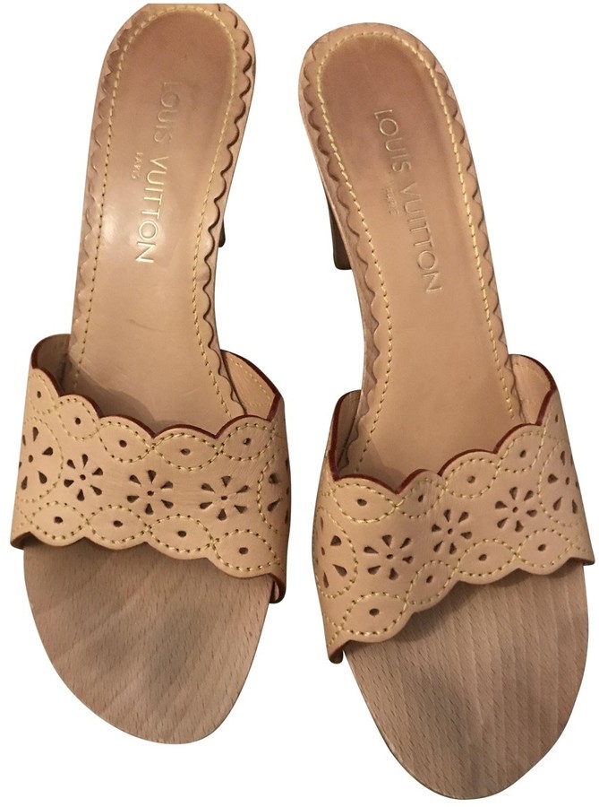 camel leather mules