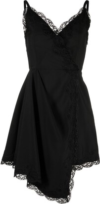 Alexander Mcqueen Lace-Trim Asymmetric Mini Dress - Black