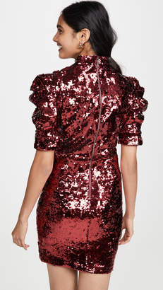 Alice + Olivia Brenna Sequin Fitted Puff Sleeve Dress