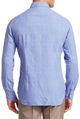 Saks Fifth Avenue COLLECTION Long Sleeve Linen Tonal Boucle Shirt