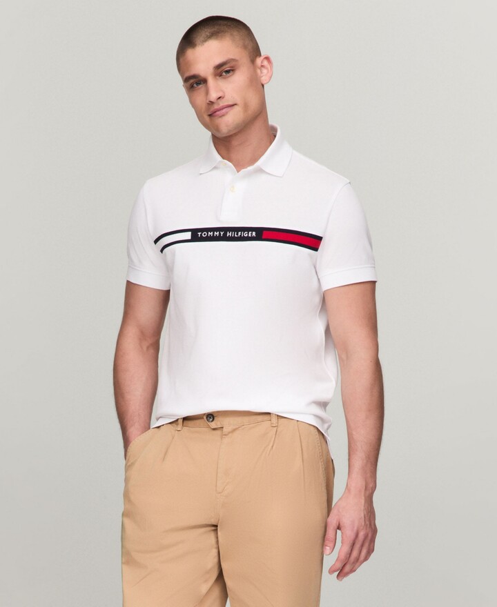 Tommy Hilfiger Men's Short Sleeve Embroidered Chest Stripe Polo Shirt