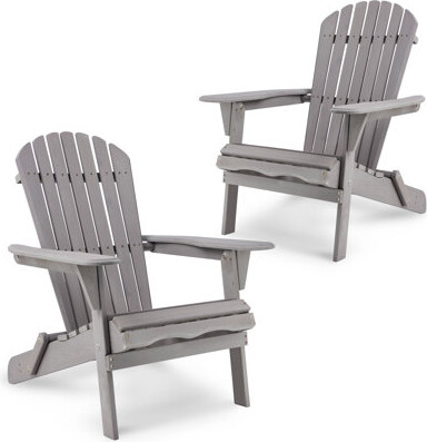 Highland Dunes Wood Lounge Patio Chair For Garden Outdoor Wooden Folding Embossed Adirondack Chair Set Of 2 Solid Cedar Wood Lounge Patio Chair With Wood Grain