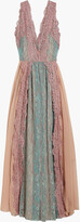 Thumbnail for your product : Alexis Rosalia paneled crepon, crocheted and corded lace maxi dress