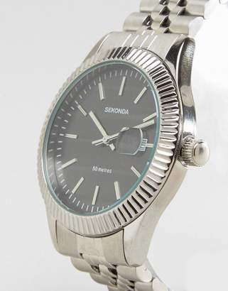 Sekonda Silver Bracelet Watch With Black Dial Exclusive To ASOS