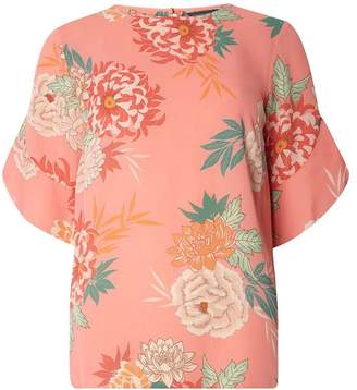 Dorothy Perkins Womens **Tall Coral Floral Ruffle Blouse