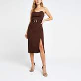 Thumbnail for your product : River Island Brown bandeau bodycon dress