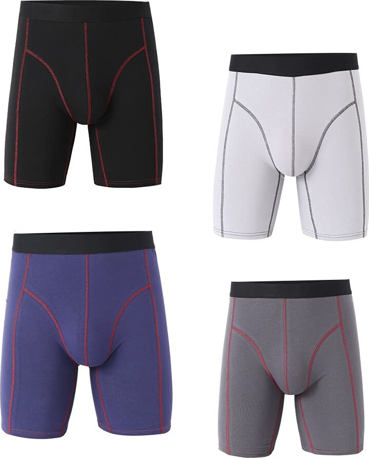 DODOMIAN Men's Boxer Shorts Long Leg Cotton Underwear for Men Long Boxer  Trunks Underwear Pack - ShopStyle