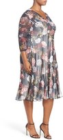Thumbnail for your product : Komarov Plus Size Women's Print Three-Quarter Sleeve Chiffon A-Line Dress