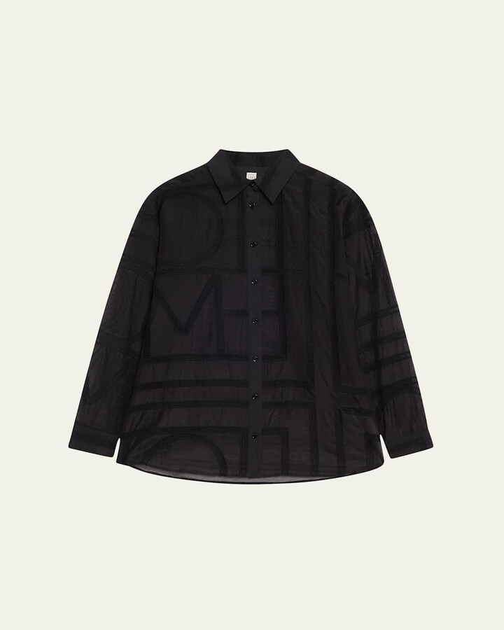 Totême Monogram Crochet Embroidered Classic Shirt