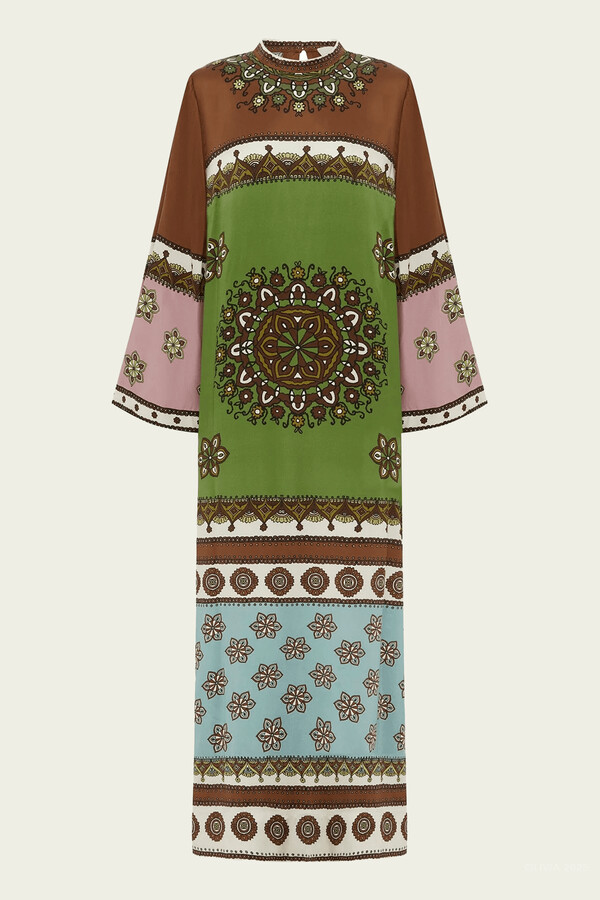 ALÉMAIS Contina Silk Midi Dress in Multi