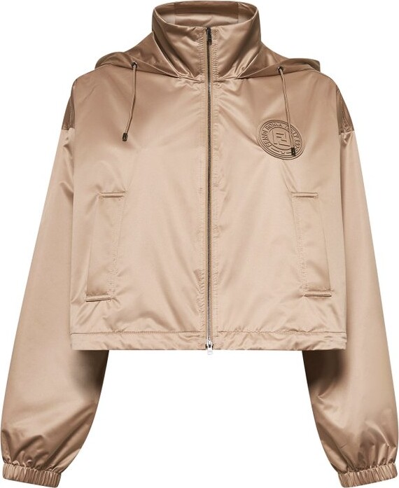 Fendi Hooded Drawstring Cropped Jacket