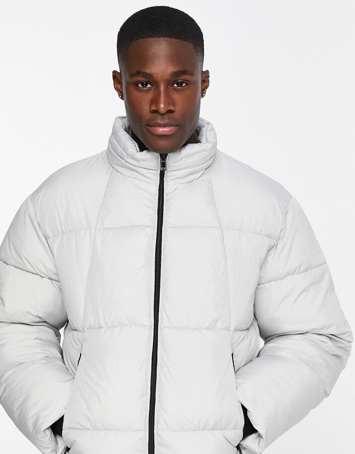 Topman cropped quilted puffer jacket in grey - GREY - ShopStyle