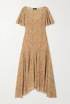 Thumbnail for your product : De La Vali Olivia Asymmetric Tiger-print Georgette Maxi Dress