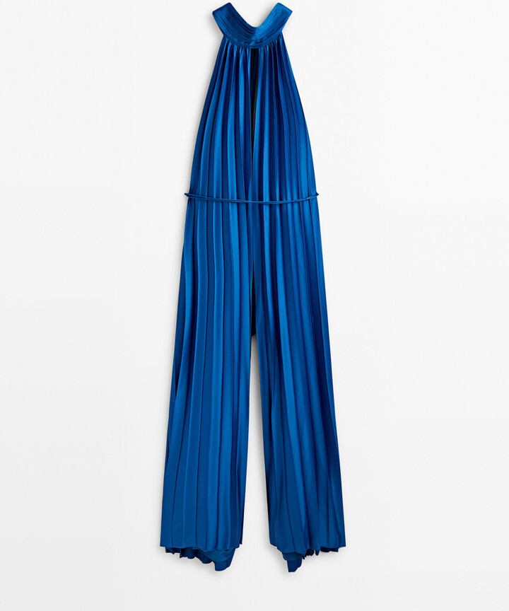Massimo Dutti Pleated Halter Jumpsuit With Tied Back Studio ShopStyle