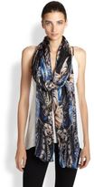 Thumbnail for your product : Roberto Cavalli Feather Printed Oversized Silk Scarf