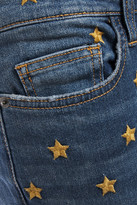 Thumbnail for your product : Current/Elliott The Stiletto Cropped Embroidered Mid-rise Skinny Jeans