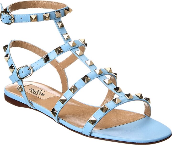 Valentino Rockstud Caged Leather Ankle Strap Sandal