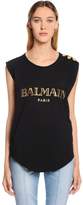 Thumbnail for your product : Balmain Logo Cotton Jersey Sleeveless T-shirt
