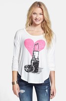 Thumbnail for your product : JC Fits 'Lipstick & Hearts' Long Sleeve Graphic Tee (Juniors)