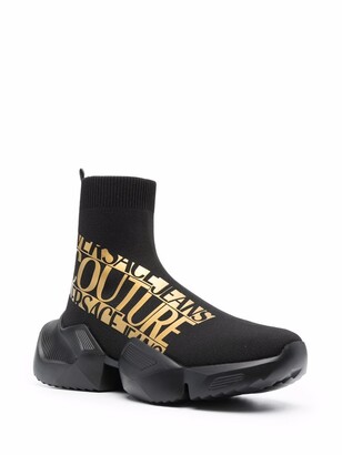 Versace Jeans Couture Logo-Print Sock Trainers - ShopStyle