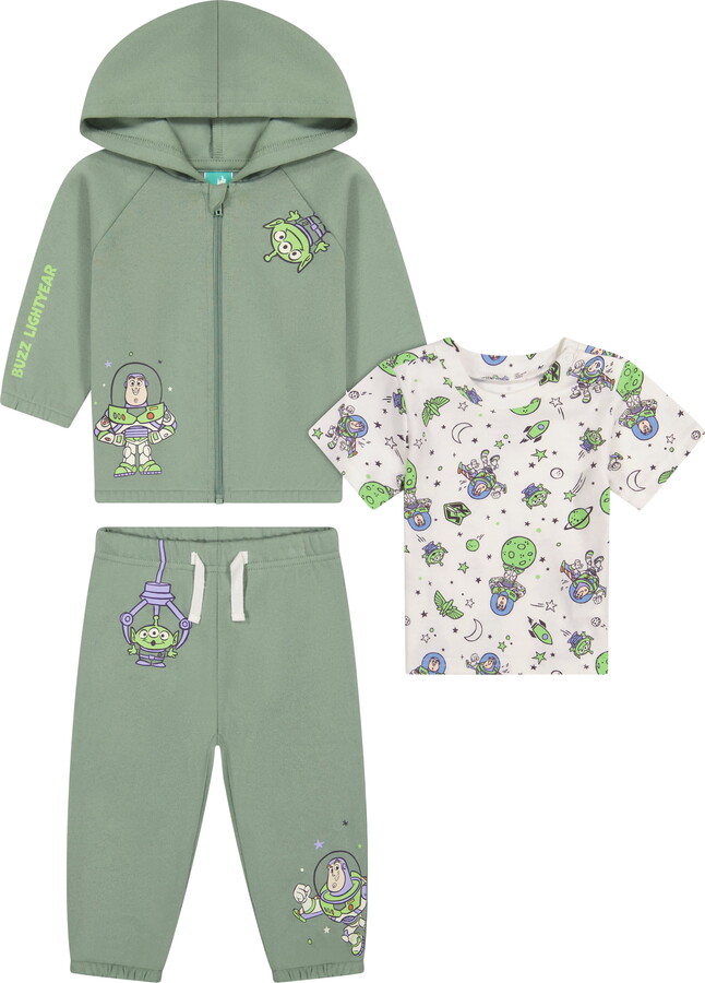 Disney Pixar Toy Story Toy Story Baby Boy 3 Piece Fleece Jogger Set, Sizes 0-24 Months