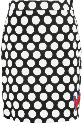 Love Moschino Flocked polka-dot stretch-cotton mini skirt