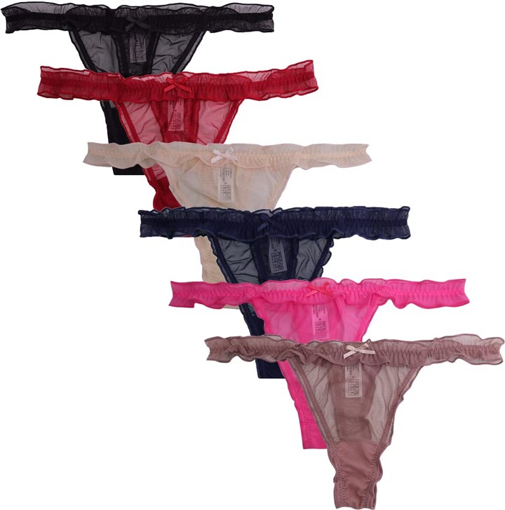 Mixed Color C 6Pcs/Set Xs-L Womeny Thong Panties Pack Lingerie