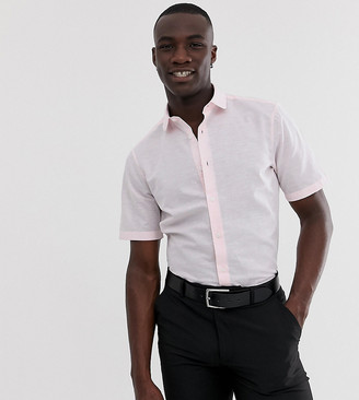 ASOS DESIGN Tall regular fit smart linen shirt in pink
