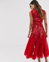 Thumbnail for your product : Bronx and Banco Bronx & Banco saba maroon lace midi dress