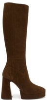 Thumbnail for your product : Gucci Madame Suede Knee-high Platform Boots - Dark Brown