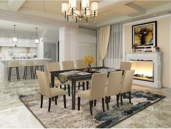 HomeStockBelmontDiningTableSetwithSelf-StoringLeafand8ParsonChairs