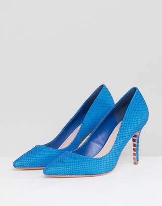 Dune pointed leather pumps in bright blue