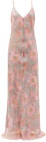 Thumbnail for your product : Raey Watercolour Floral-print Silk-organza Slip Dress - Grey Print