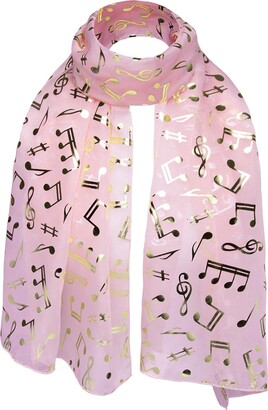 Basic Sense Music Note Gold Foiled Light Weight Scarf