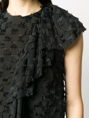 MSGM One-Shoulder Fringe Pattern Dress