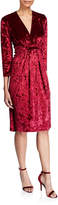 Thumbnail for your product : Melissa Masse Plus Size Crushed Velvet V-Neck 3/4-Sleeve Dress w/ Knot Detail