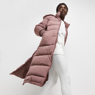 River Island Womens Pink zip detail longline puffer coat - ShopStyle