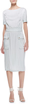 Thumbnail for your product : Jason Wu Short-Sleeve Satin Cargo Dress, Pale Sage