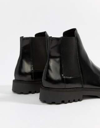 Zign Shoes chelsea boots in black high shine