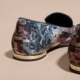 Thumbnail for your product : Burberry Castle Print Silk Cotton Loafers