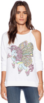 Thumbnail for your product : Lauren Moshi Quinn Flying Unicorn One Shoulder Open Pullover
