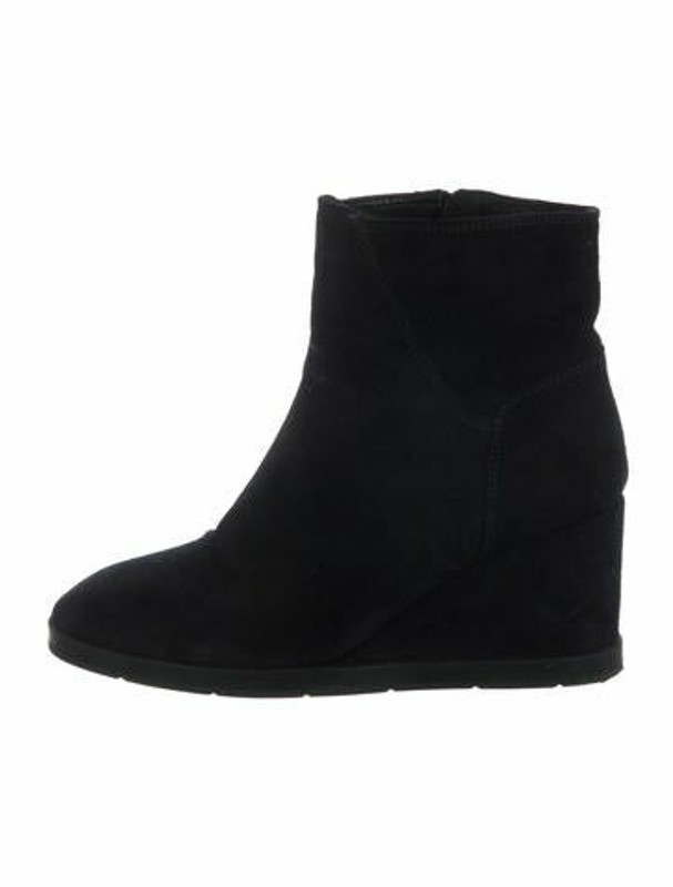 navy suede wedge boots