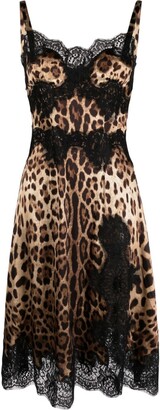 Dolce & Gabbana Leopard-Print Satin Slip Dress
