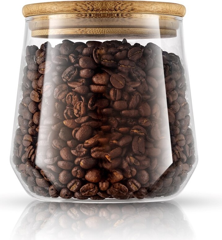 JoyJolt JoyFul Large Glass Cookie Jar with Bamboo Lid 31 oz Food Kitchen Containers Canister