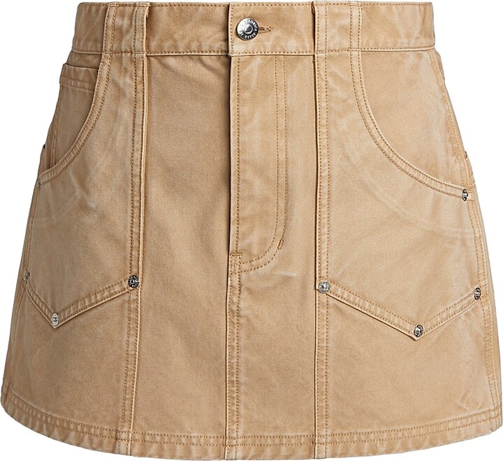 Veronica Beard Women's Stelene Denim Miniskirt - Stone Khaki - Size 00