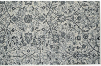 Canora Grey 10' Light Blue Floral Power Loom Runner Rug