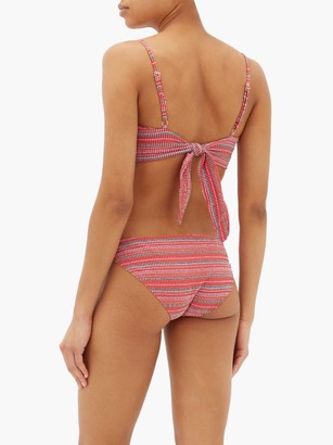 Belize - Winona Striped-seersucker Bikini Briefs - Red Stripe