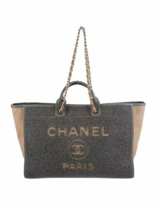 Chanel 2019 Wool Felt Large Deauville Tote Grey - ShopStyle
